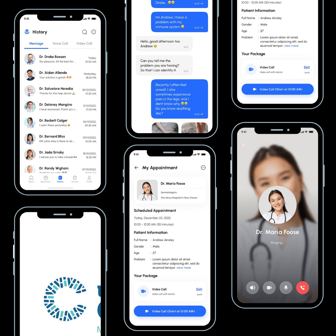Clinical App mobile screens